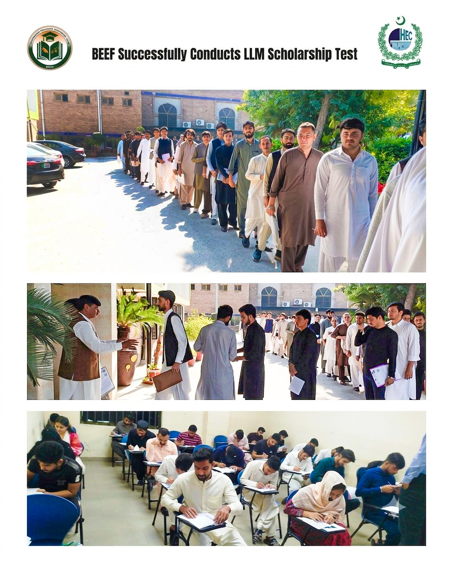 بیف کے زیر اہتمام فُل فنڈڈ ایل ایل ایم اسکالرشپ پروگرام کا تحریری ٹیسٹ منعقد