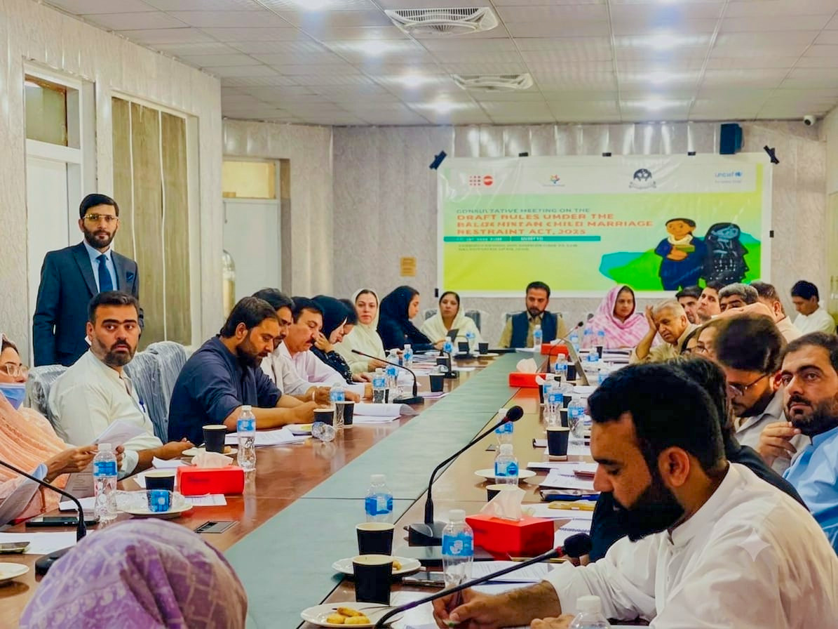 بلوچستان چائلڈ میرج ریسٹرینٹ ایکٹ 2025 کے مجوزہ قواعد پر مشاورتی اجلاس